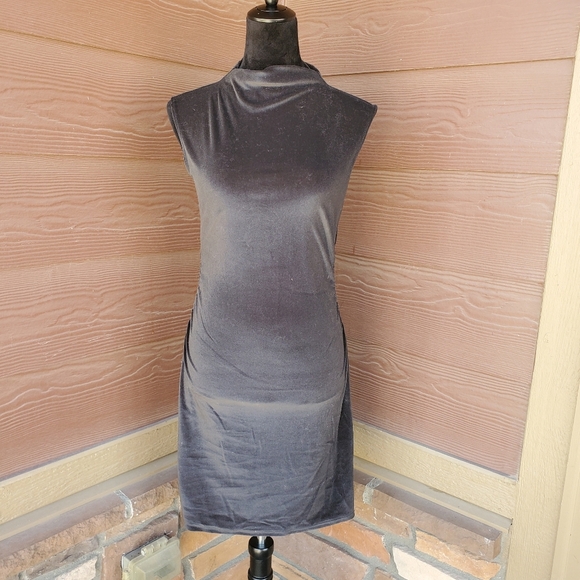 NWT A New Day Women's Mini Velvet Ruched Dress Black - Picture 13 of 15